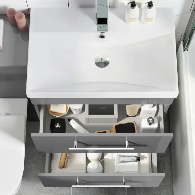 Avon Stone Grey Combination Basin Drawer and Aruba Toilet 1100mm