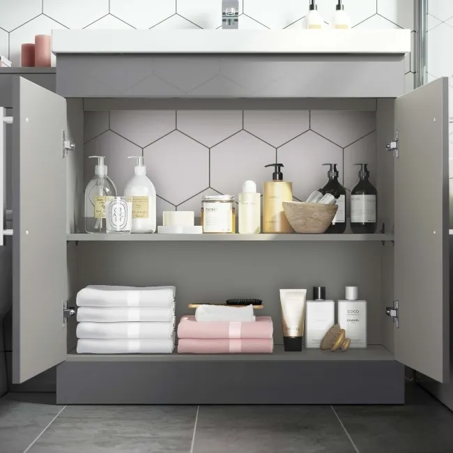 Avon Stone Grey Basin Vanity and Back To Wall Unit 1300mm