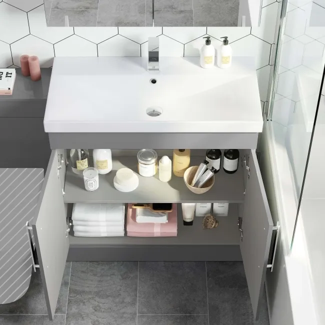 Avon Stone Grey Basin Vanity and Back To Wall Unit 1300mm