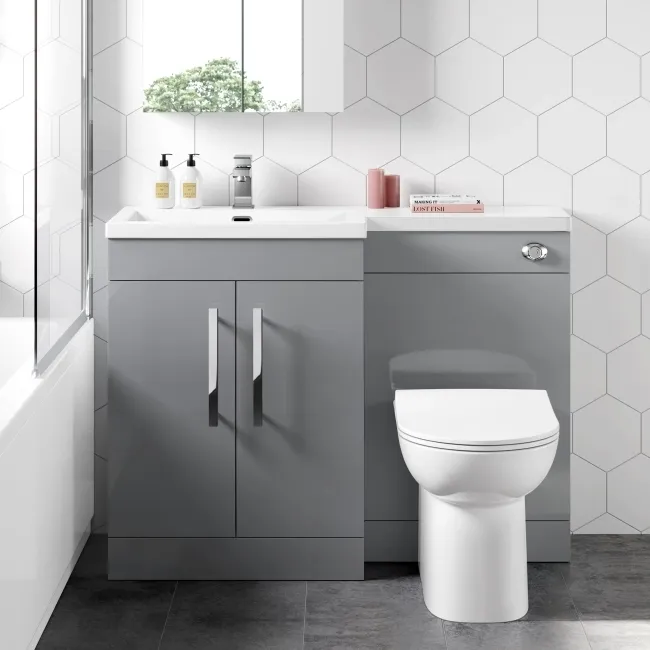 Avon Stone Grey Combination Vanity Basin and Aruba Toilet 1100mm - Left Handed