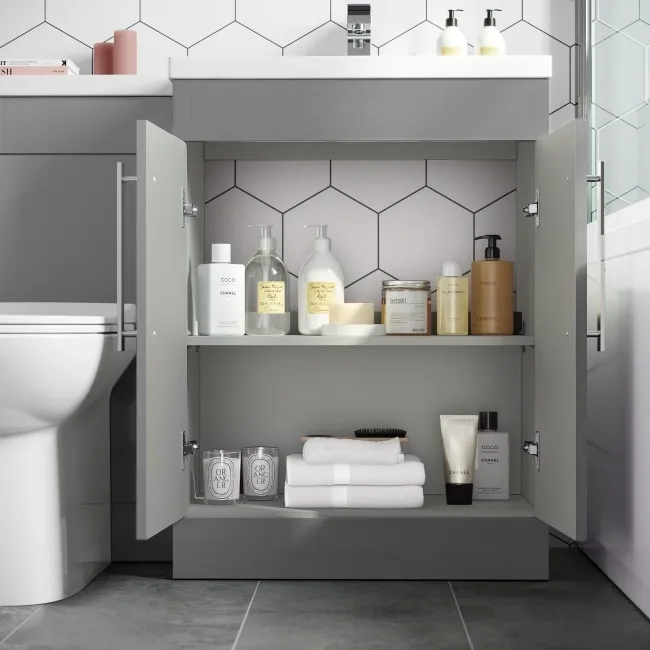 Avon Stone Grey Combination Vanity Basin and Aruba Toilet 1100mm - Right Handed