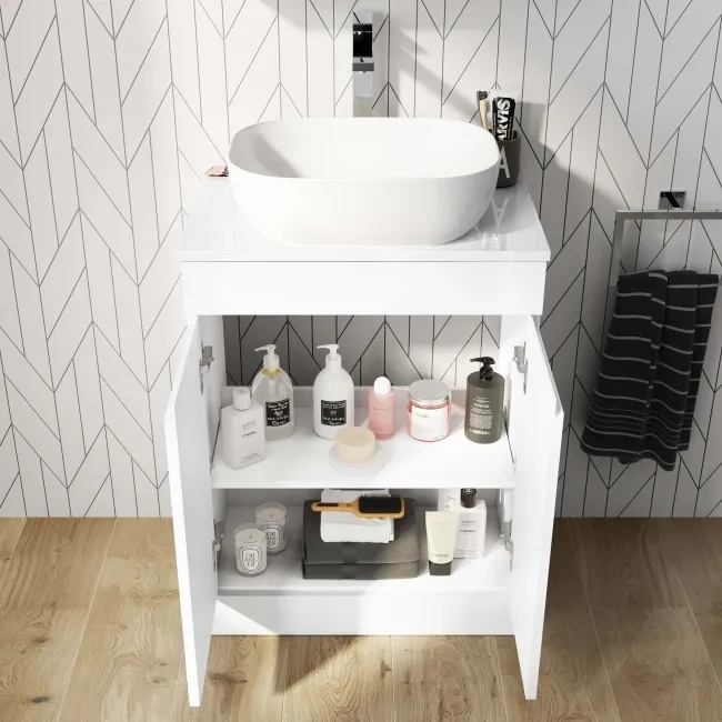 Trent Gloss White Cabinet 600mm - Excludes Counter Top Basin