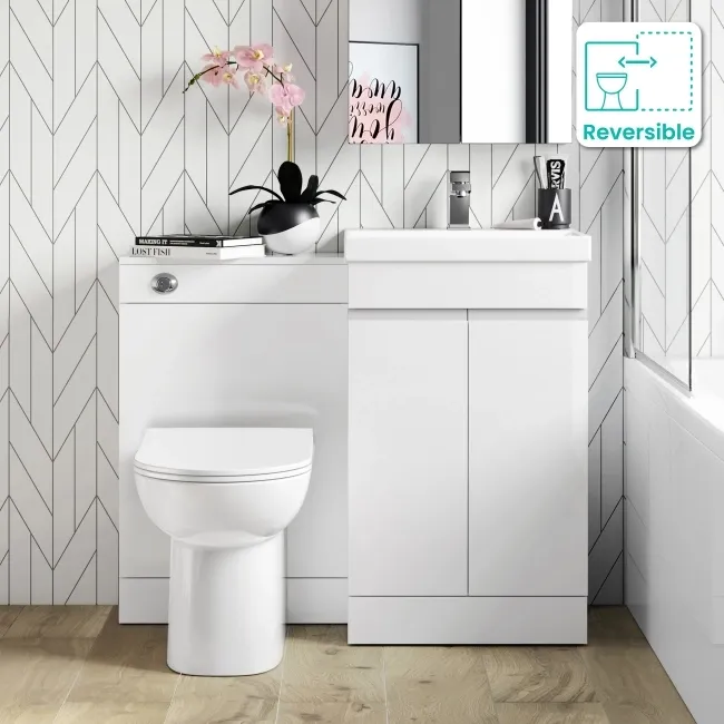 Trent Gloss White Combination Vanity Basin and Aruba Toilet 1000mm