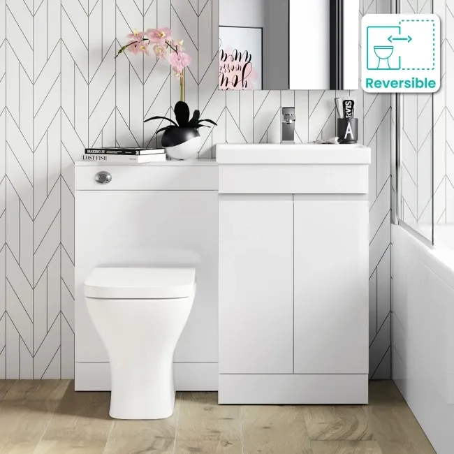 Trent Gloss White Combination Vanity Basin and Atlanta Toilet 1000mm