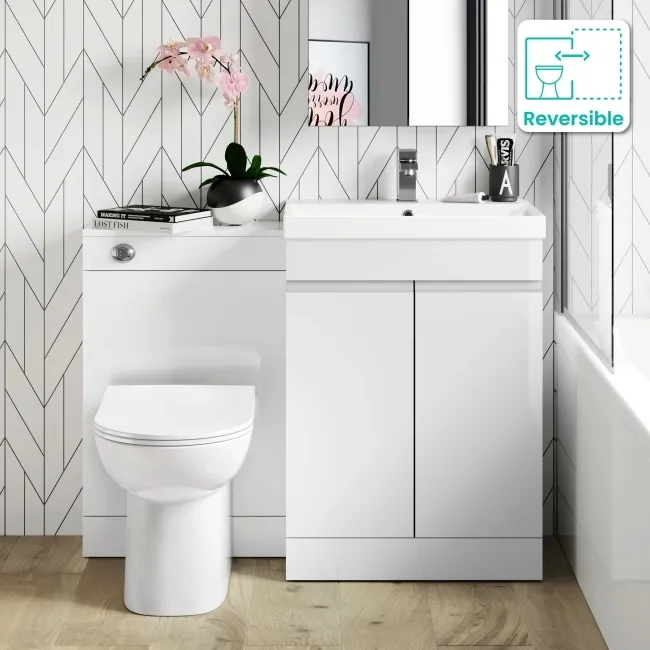 Trent Gloss White Combination Vanity Basin and Aruba Toilet 1100mm