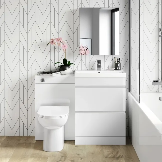 Trent Gloss White Combination Basin Drawer and Aruba Toilet 1100mm