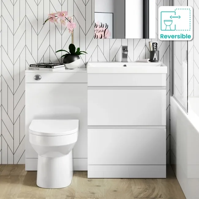 Trent Gloss White Combination Basin Drawer and Miami Toilet 1100mm