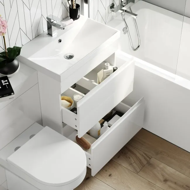 Trent Gloss White Combination Basin Drawer and Miami Toilet 1100mm
