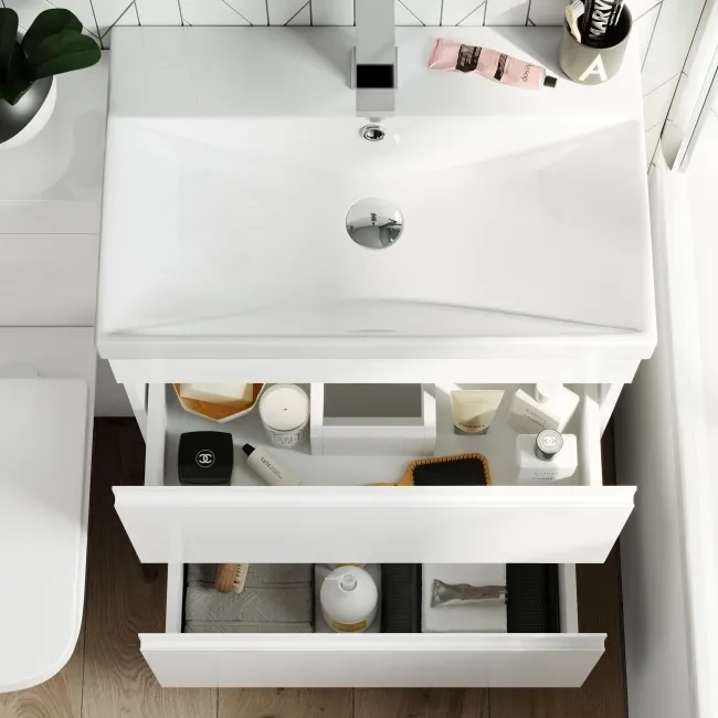 Trent Gloss White Combination Basin Drawer and Atlanta Toilet 1100mm