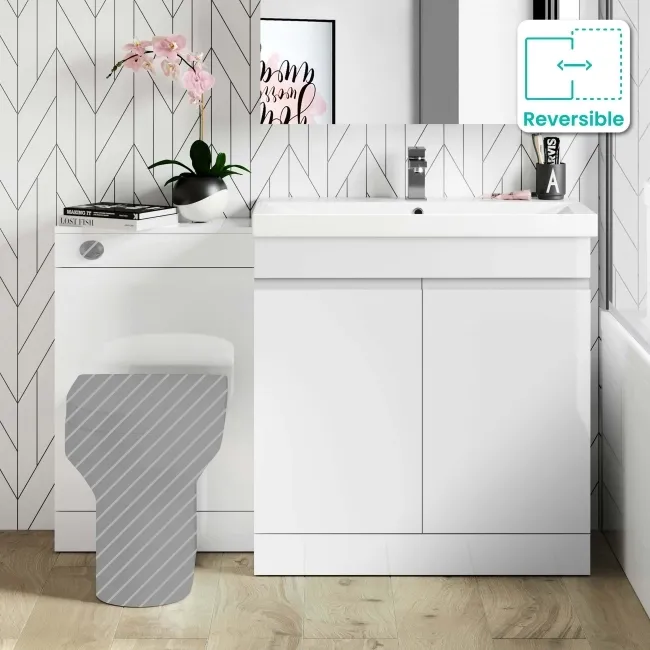 Trent Gloss White Basin Vanity and Back To Wall Unit 1300mm