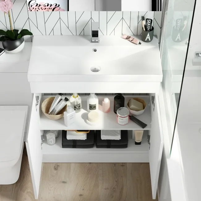Trent Gloss White Combination Vanity Basin and Atlanta Toilet 1300mm