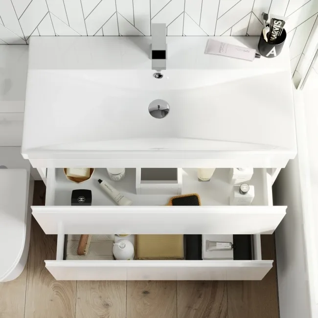Trent Gloss White Combination Basin Drawer and Aruba Toilet 1300mm