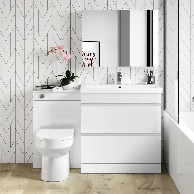 Trent Gloss White Combination Basin Drawer and Miami Toilet 1300mm