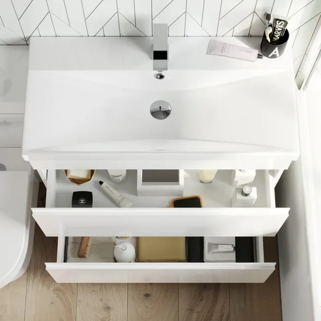 Trent Gloss White Combination Basin Drawer and Miami Toilet 1300mm