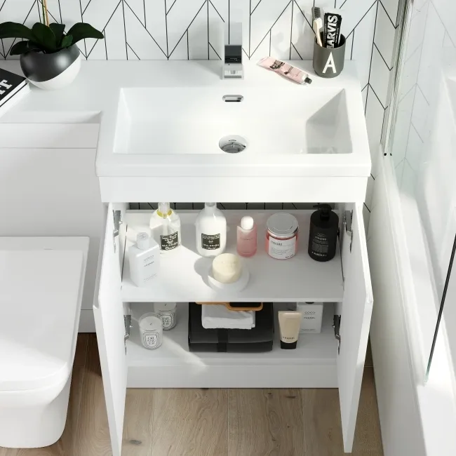 Trent Gloss White Combination Vanity Basin and Atlanta Toilet 1100mm - Right Handed