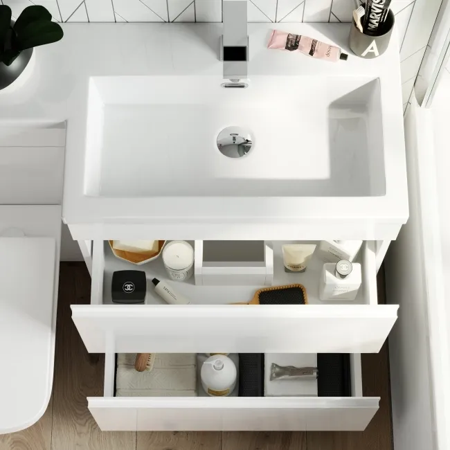 Trent Gloss White Combination Basin Drawer and Atlanta Toilet 1100mm - Right Handed