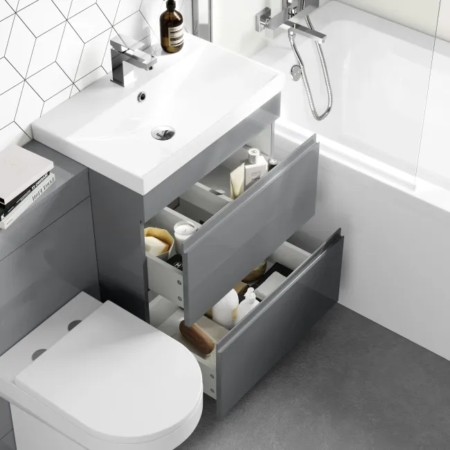 Trent Stone Grey Combination Basin Drawer and Miami Toilet 1100mm