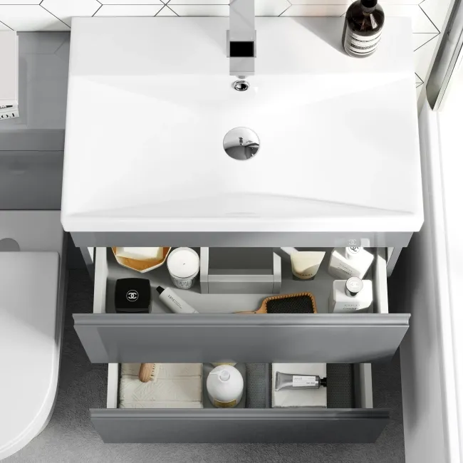 Trent Stone Grey Combination Basin Drawer and Miami Toilet 1100mm