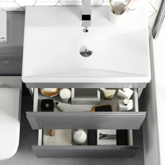 Trent Stone Grey Combination Basin Drawer and Atlanta Toilet 1100mm