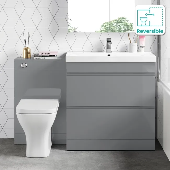 Trent Stone Grey Combination Basin Drawer and Atlanta Toilet 1300mm