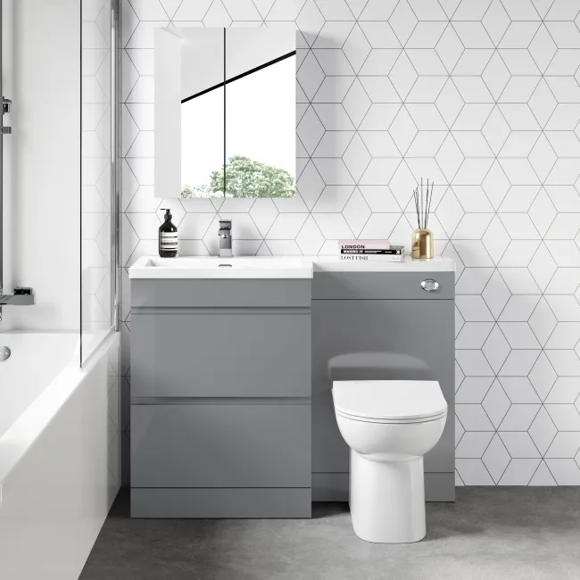 Trent Stone Grey Combination Basin Drawer and Aruba Toilet 1100mm - Left Handed