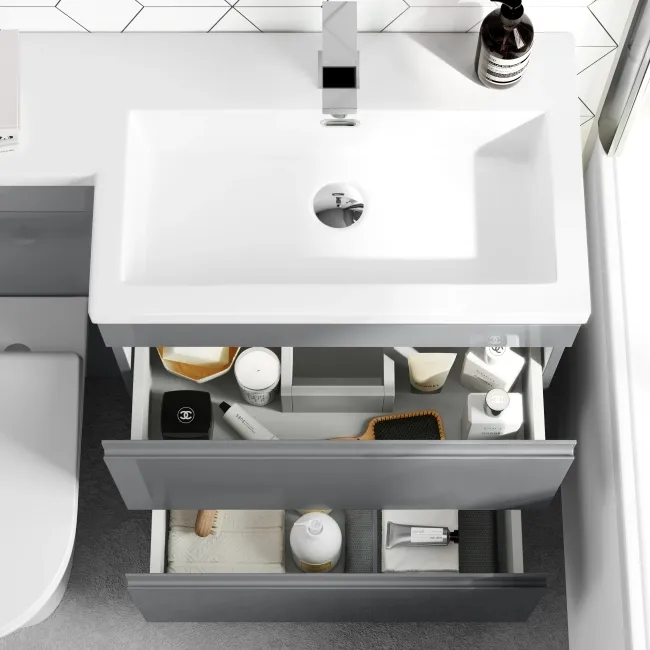 Trent Stone Grey Combination Basin Drawer and Aruba Toilet 1100mm - Right Handed