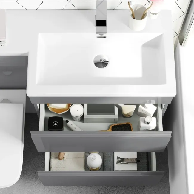 Trent Stone Grey Combination Basin Drawer and Atlanta Toilet 1100mm - Right Handed