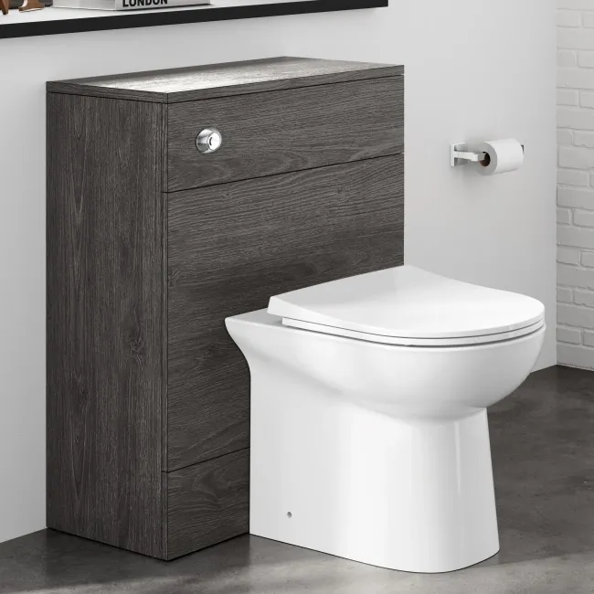 Charcoal Elm Back To Wall Unit and Aruba Toilet
