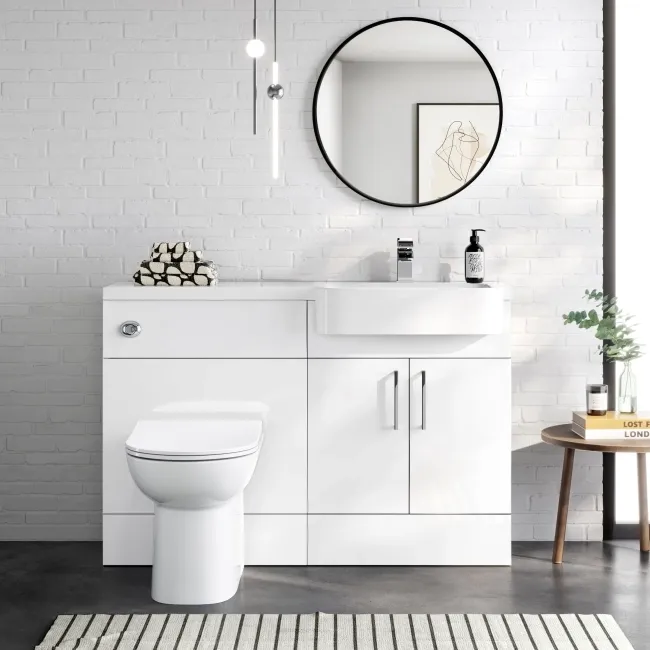 Harper Gloss White Combination Vanity Basin and Aruba Toilet 1200mm - Right Handed