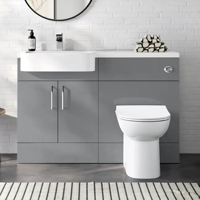 Harper Stone Grey Combination Vanity Basin and Aruba Toilet 1200mm - Left Handed