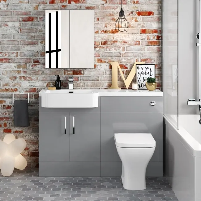 Harper Stone Grey Combination Vanity Basin and Atlanta Toilet 1200mm - Left Handed