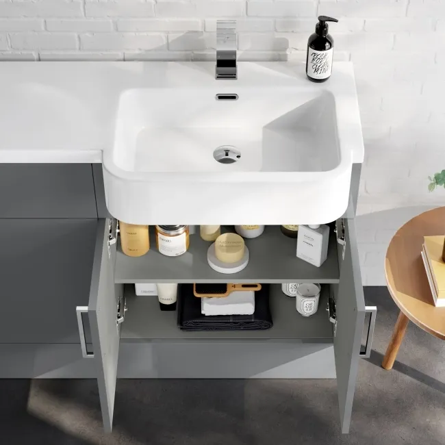 Harper Stone Grey Combination Vanity Basin and Aruba Toilet 1200mm - Right Handed