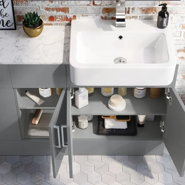 Harper Stone Grey Combination Vanity Basin with Marble Top 1500mm