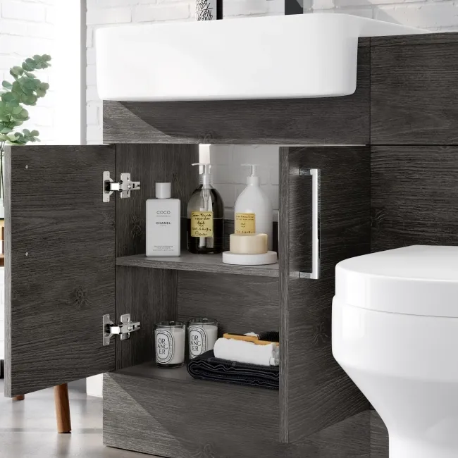 Harper Charcoal Elm Vanity with Semi Recessed Basin 600mm