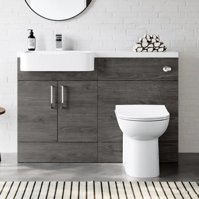 Harper Charcoal Elm Combination Vanity Basin and Aruba Toilet 1200mm - Left Handed