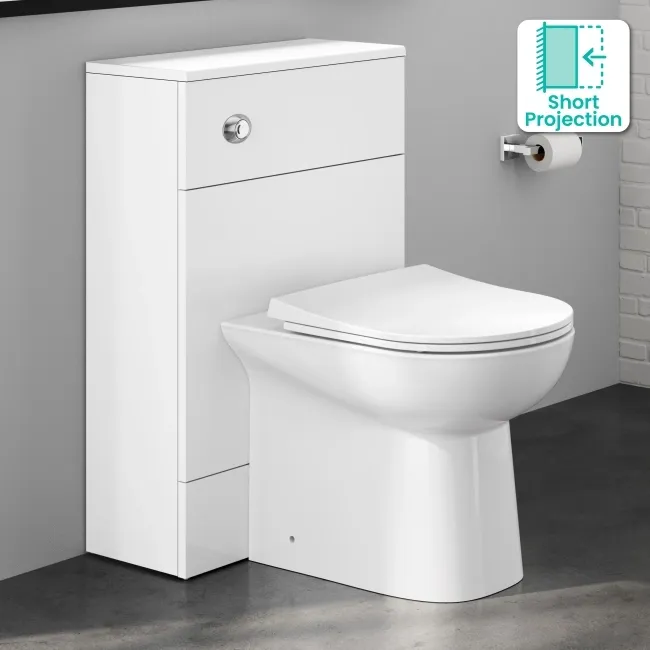 Harper Gloss White Back To Wall Unit 500mm and Aruba Toilet