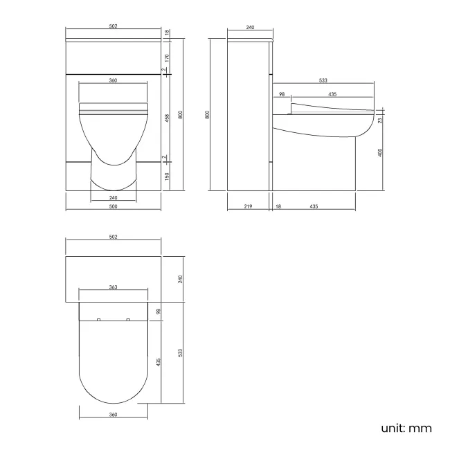 Harper Gloss White Back To Wall Unit 500mm and Aruba Toilet
