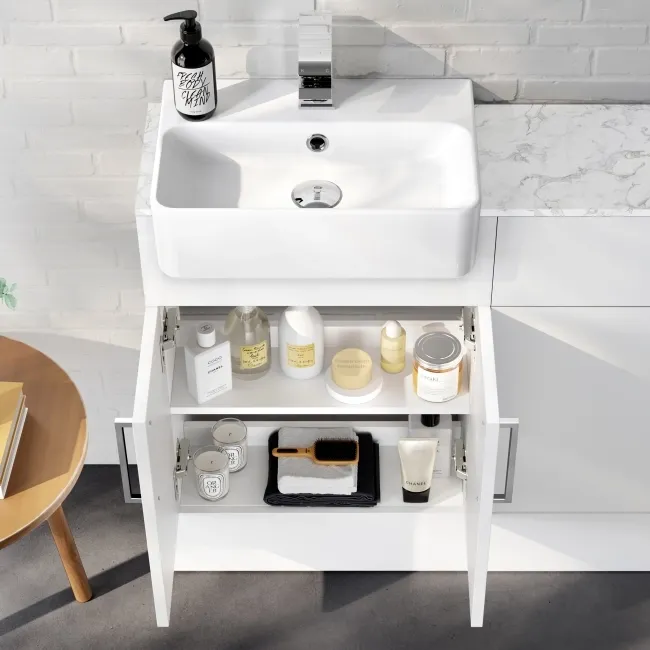Harper Gloss White Combination Vanity Basin with Marble Top & Aruba Toilet 1000mm