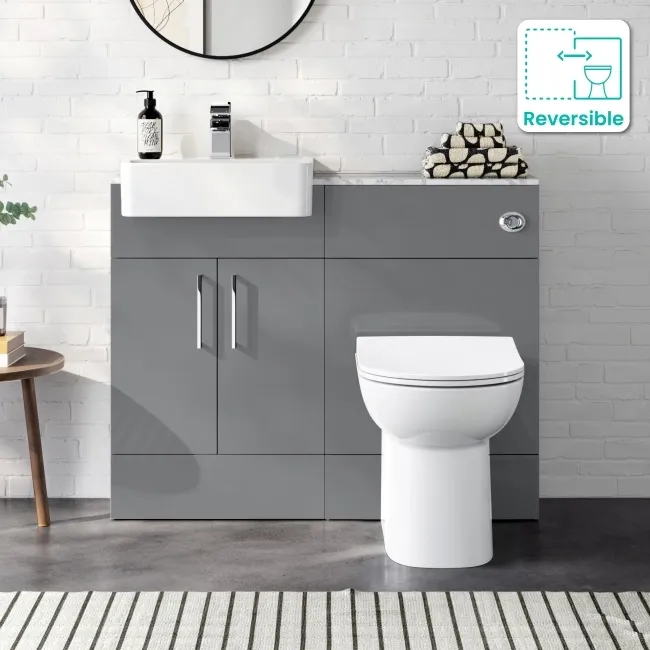 Harper Stone Grey Combination Vanity Basin with Marble Top & Aruba Toilet 1000mm