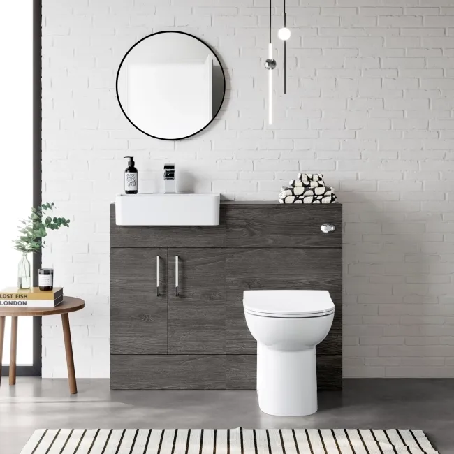Harper Charcoal Elm Combination Vanity Basin & Aruba Toilet 1000mm