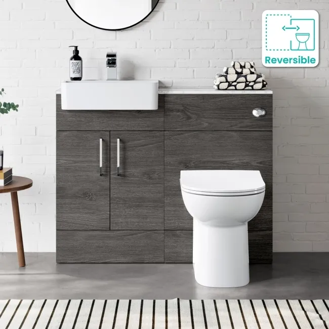 Harper Charcoal Elm Combination Vanity Basin with Marble Top & Aruba Toilet 1000mm