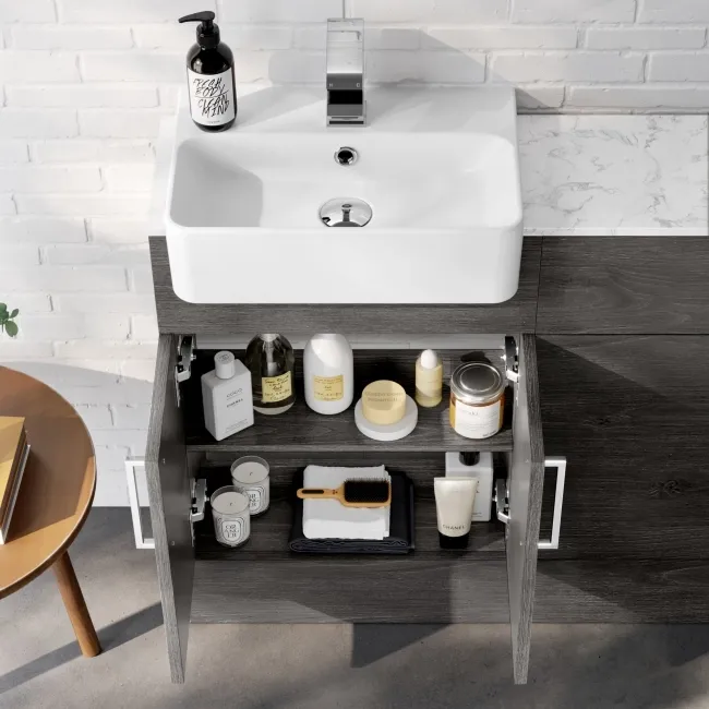 Harper Charcoal Elm Combination Vanity Basin with Marble Top & Miami Toilet 1000mm