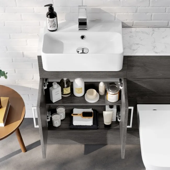 Harper Charcoal Elm Combination Vanity Basin with Marble Top & Atlanta Toilet 1000mm