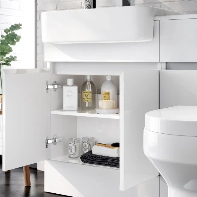 Foster Gloss White Vanity with Semi Recessed Basin 600mm