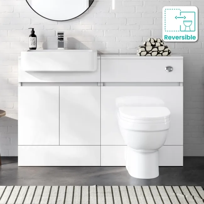 Foster Gloss White Combination Vanity Basin and Seattle Toilet 1200mm