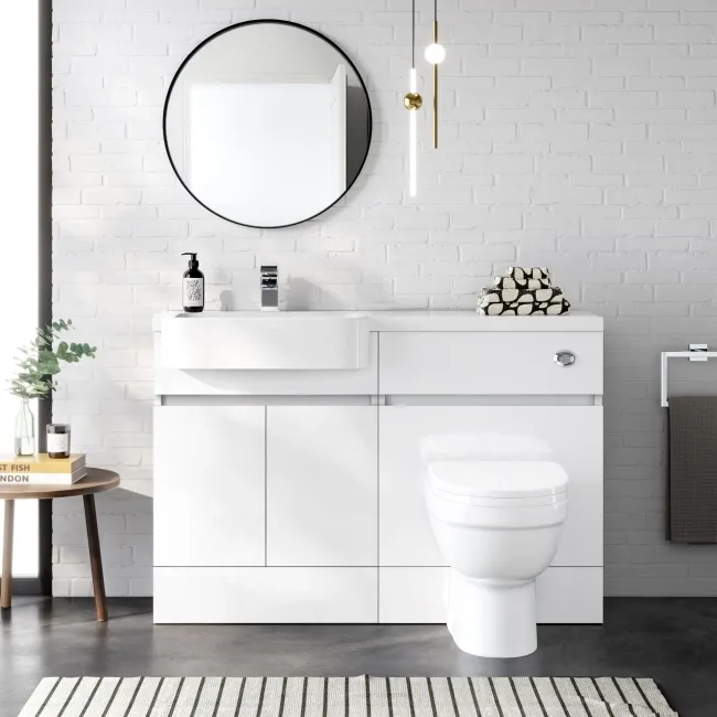 Foster Gloss White Combination Vanity Basin and Seattle Toilet 1200mm - Left Handed