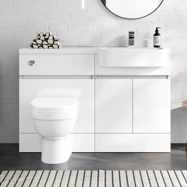 Foster Gloss White Combination Vanity Basin and Seattle Toilet 1200mm - Right Handed