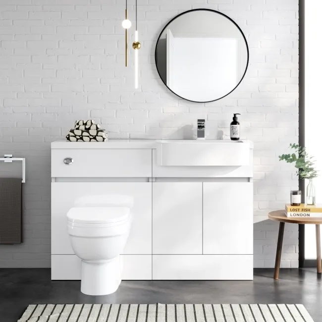 Foster Gloss White Combination Vanity Basin and Seattle Toilet 1200mm - Right Handed