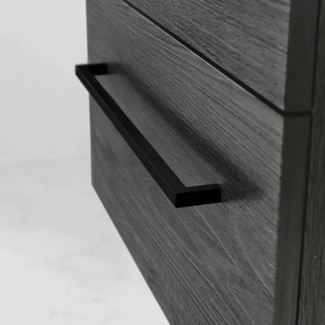 Elba Charcoal Elm Wall Hung Basin Drawer Vanity 800mm - Black Accents