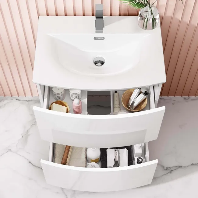 Bali Gloss White Basin Drawer Vanity 600mm